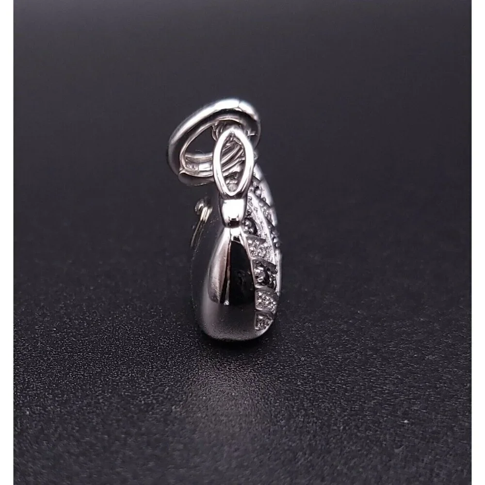 Mirabelle 18kt White Gold Diamond and Sapphire Purse Charm Pendant with Enhancer